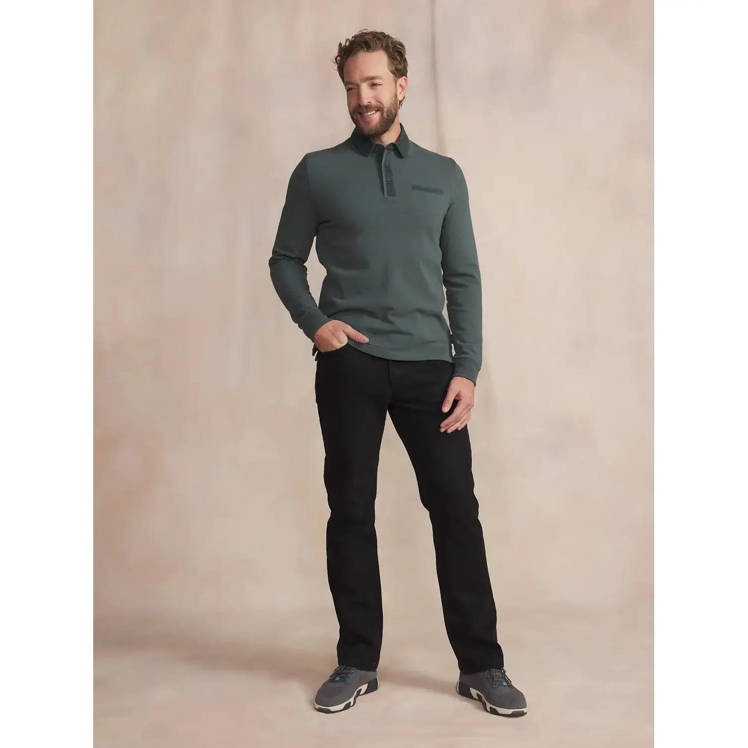Polo manches longues - Sport - Homme - Coupe ajustée - CAVEZPOL - Vert 2/3