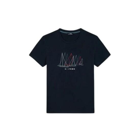 T-shirt - Homme - Col rond, manches courtes - Bleu marine