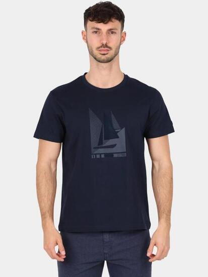 T-shirt - Homme - Coupe ajustée, col rond - OMARITEE - Marine