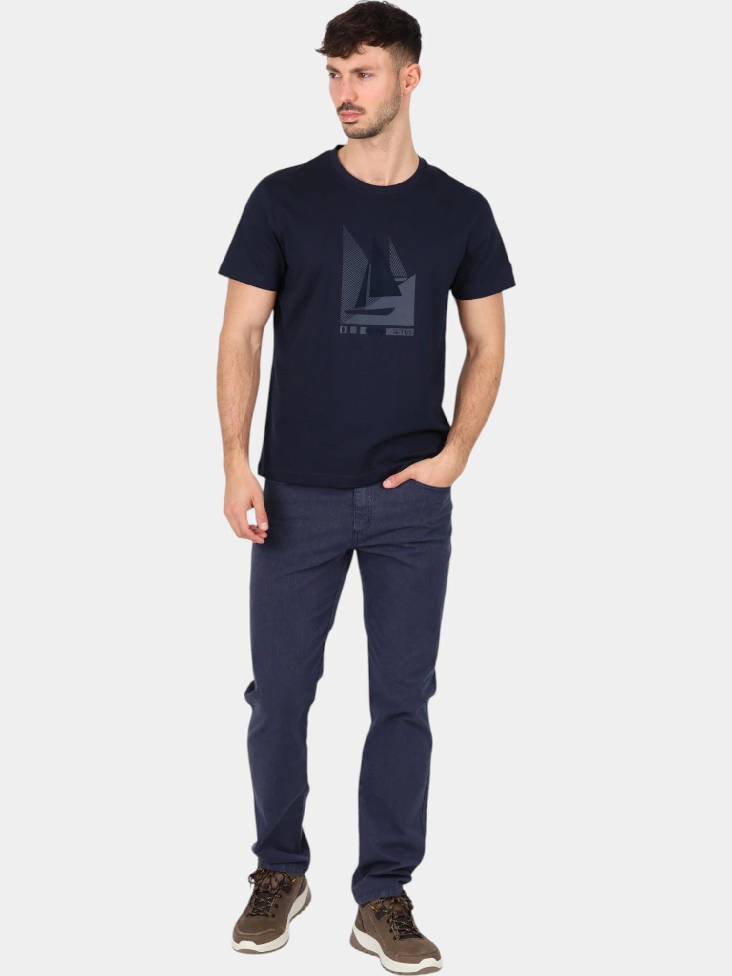 T-shirt - Homme - Coupe ajustée, col rond - OMARITEE - Marine 4/5