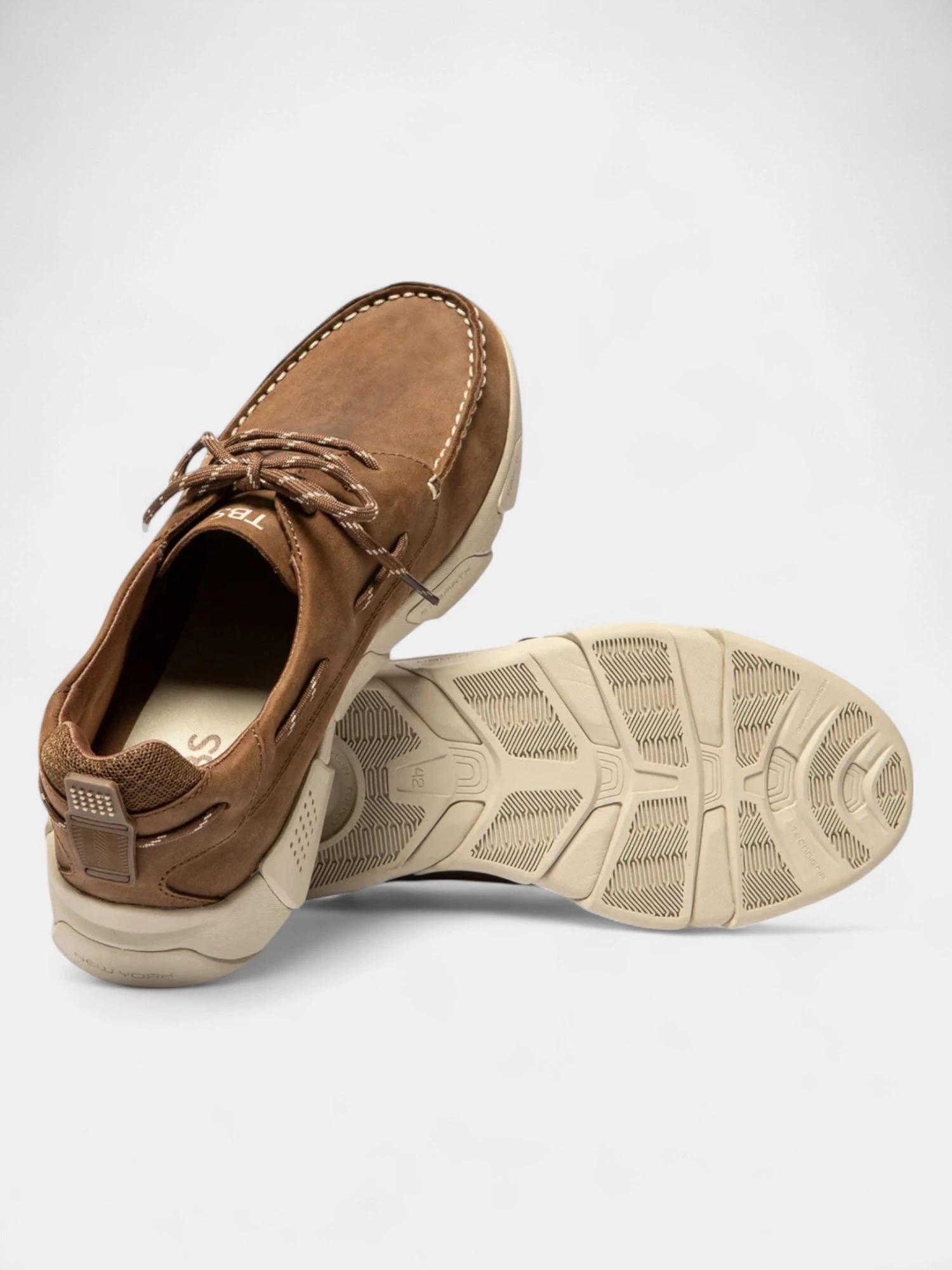 Chaussures bateau - homme - cuir, lacets - jazzsea marron 4/5