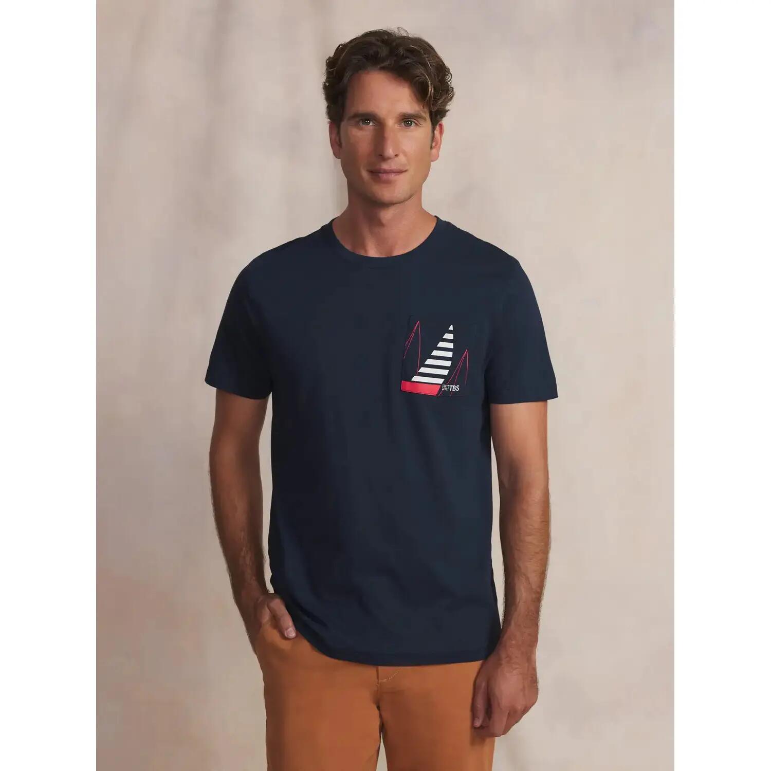 T-shirt Homme - Manches courtes, poche - DANISTEE - Marine 2/5