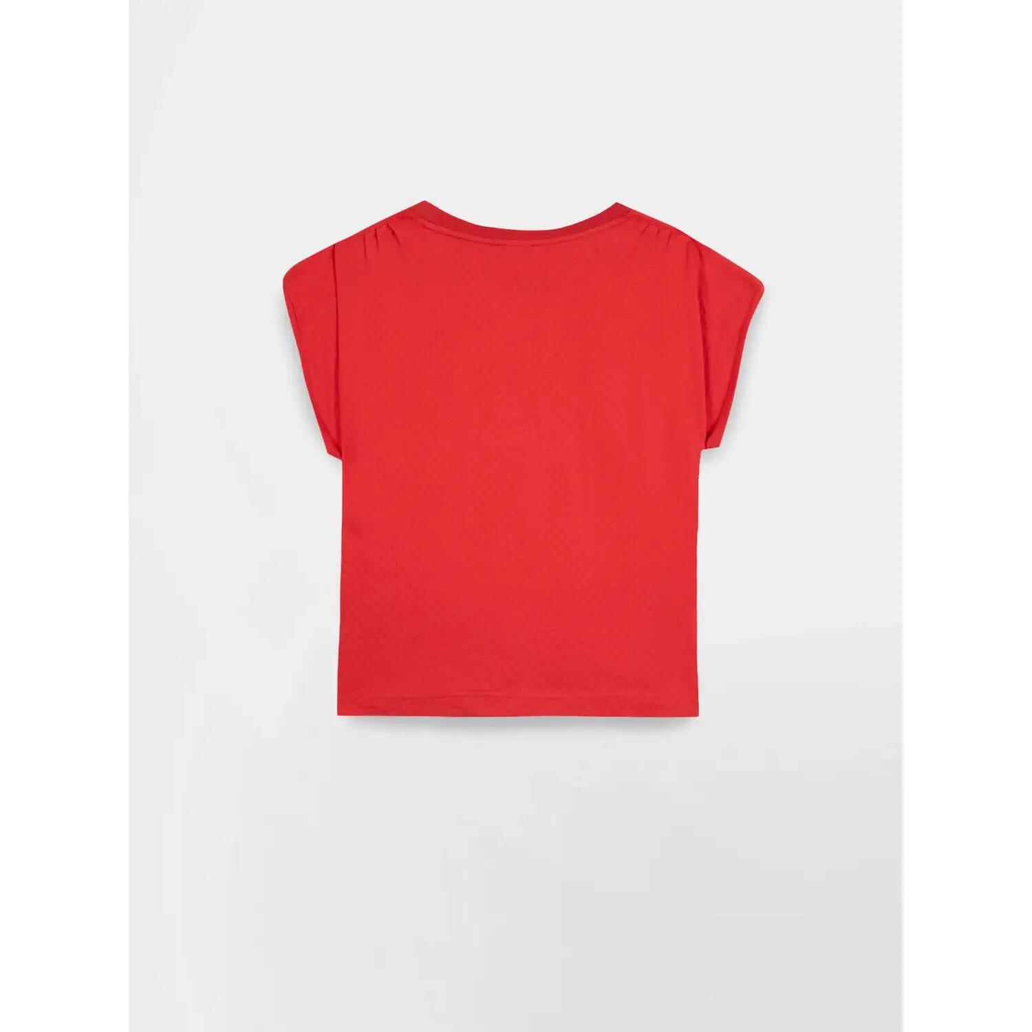 T-shirt femme, manches courtes, col rond, rommytee, rose/rouge 3/5
