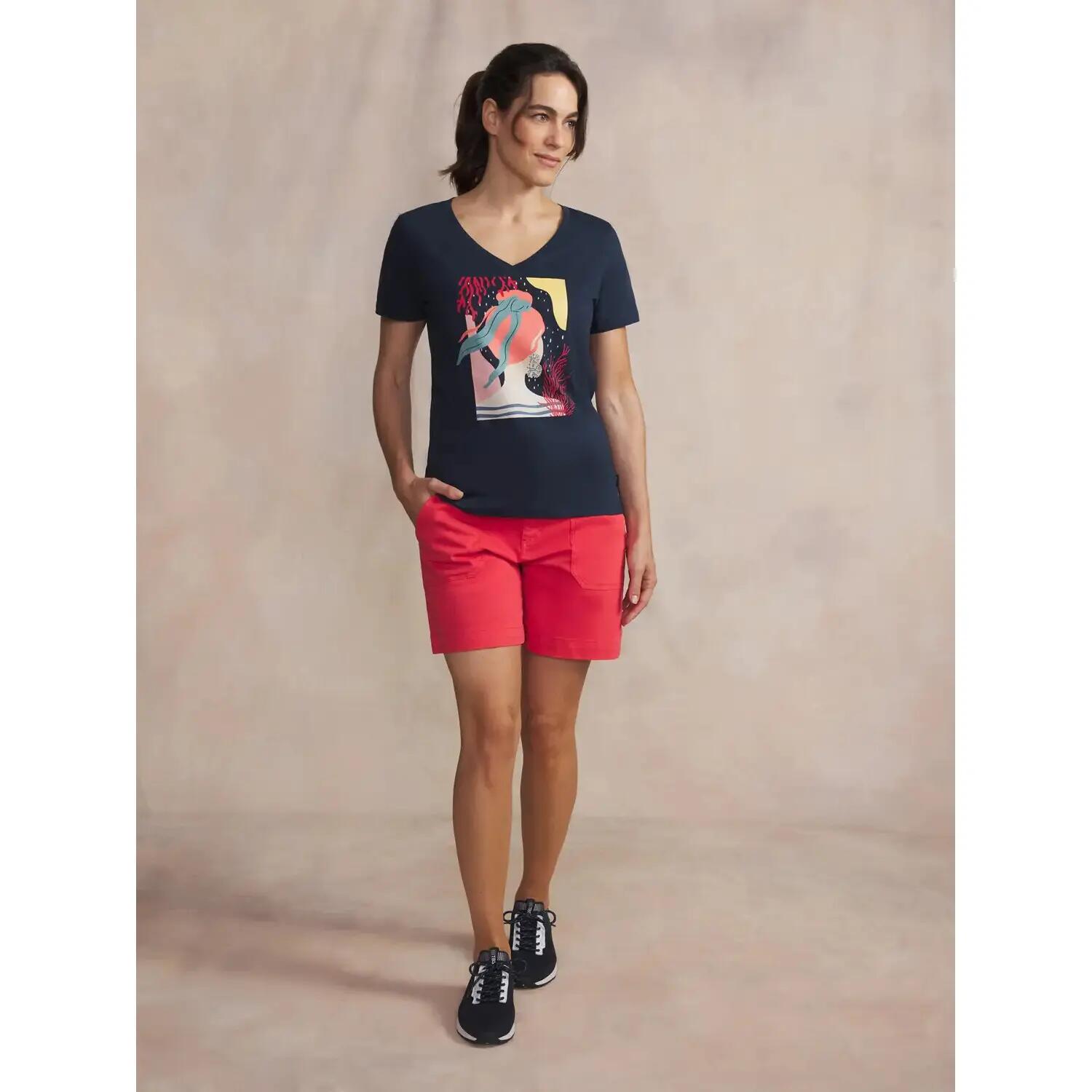 T-shirt - femme - col v manches courtes - sabbatee - bleu marine 2/5