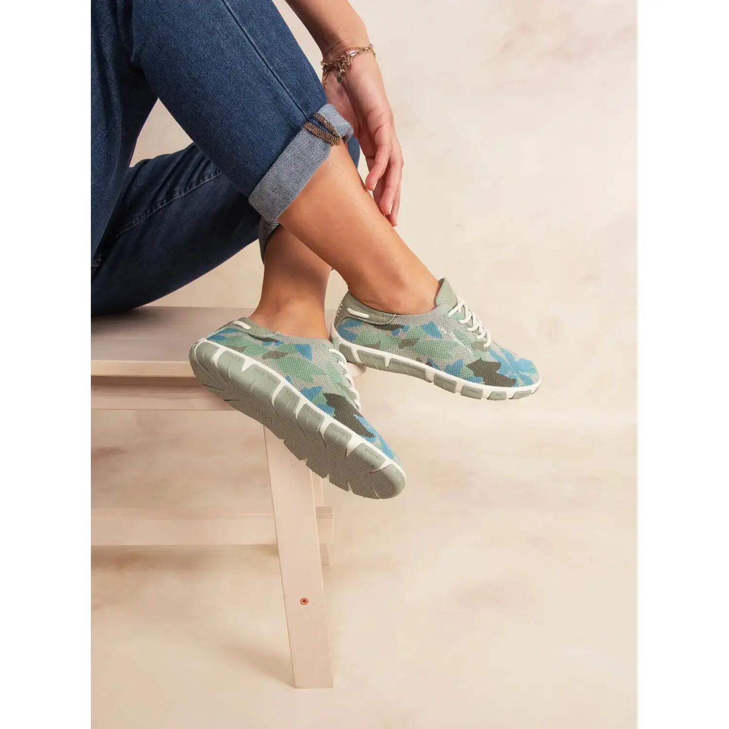 Tennis toile - femme - lacets - jazaria - feuille argile 4/5