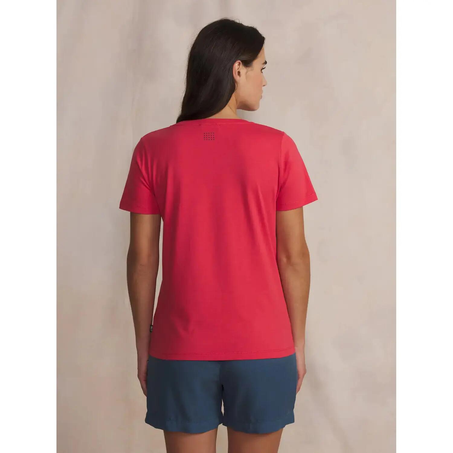 T-shirt - Femme - manches courtes V coton - NAMIATEE Rose/rouge 4/5