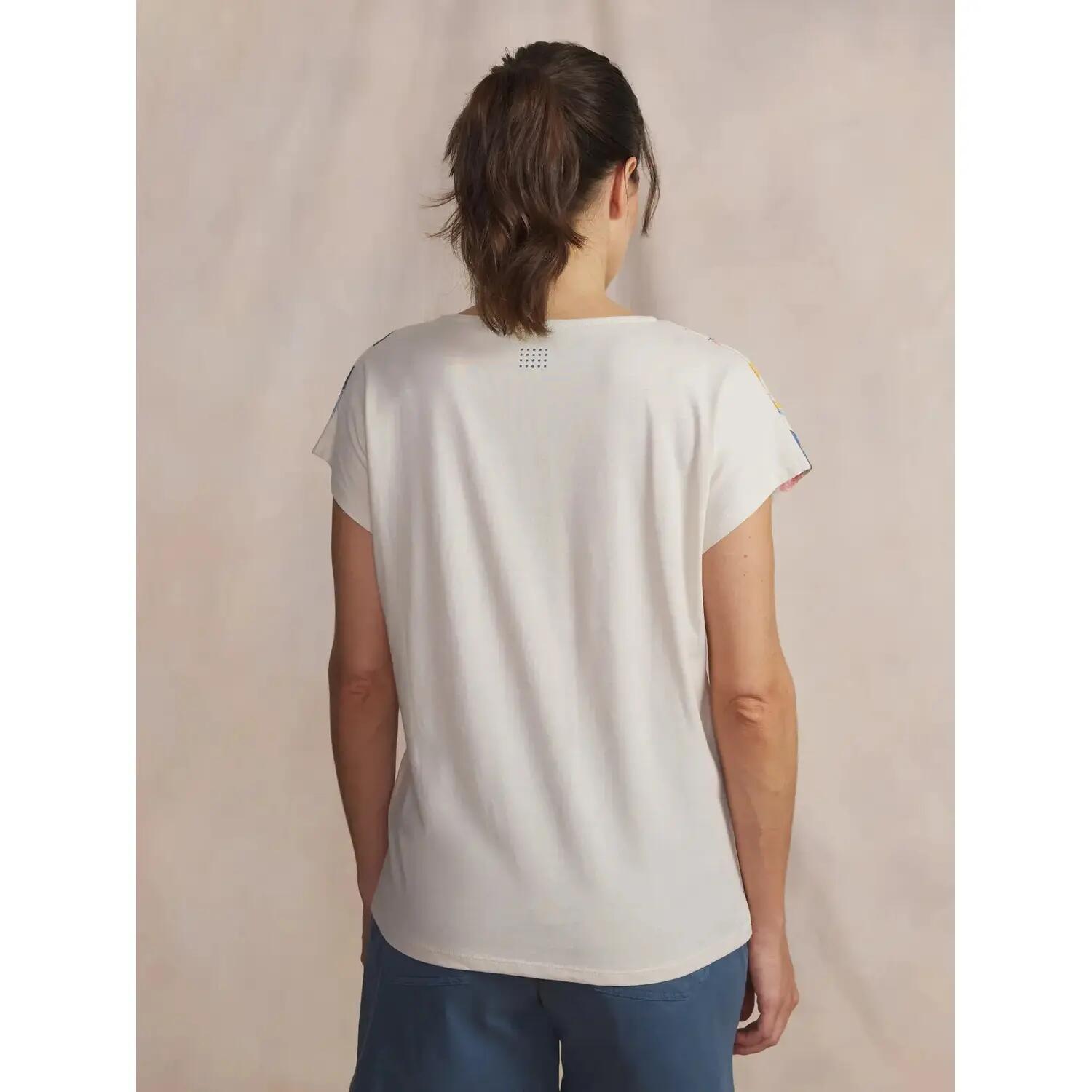 T-shirt - Femme - Encolure V, floral - MYTSYSAN - Blanc/écru 4/5