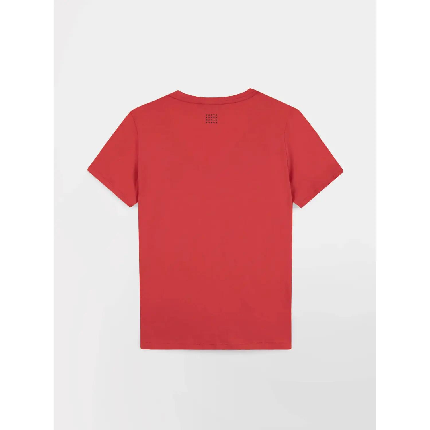 T-shirt - Femme - manches courtes V coton - NAMIATEE Rose/rouge 3/5