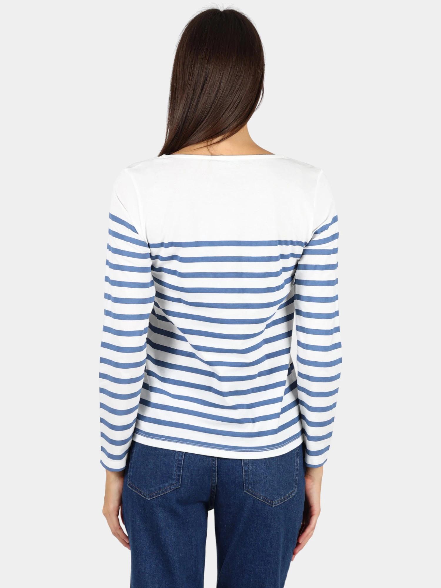T-shirt manches longues - Sportswear - Femme - Col rond, rayé - ALISATEE - Bleu 3/5