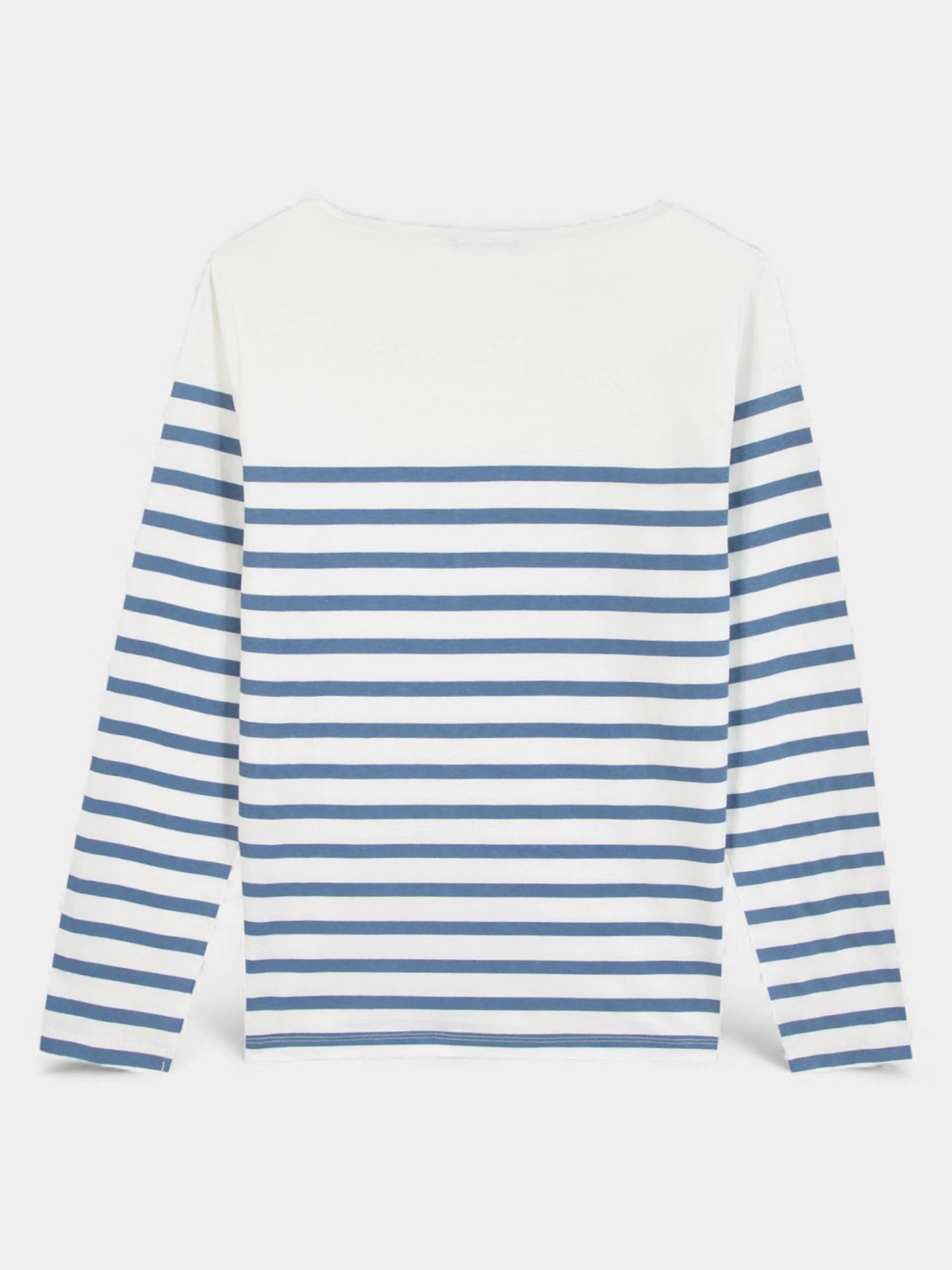 T-shirt manches longues - Sportswear - Femme - Col rond, rayé - ALISATEE - Bleu 2/5