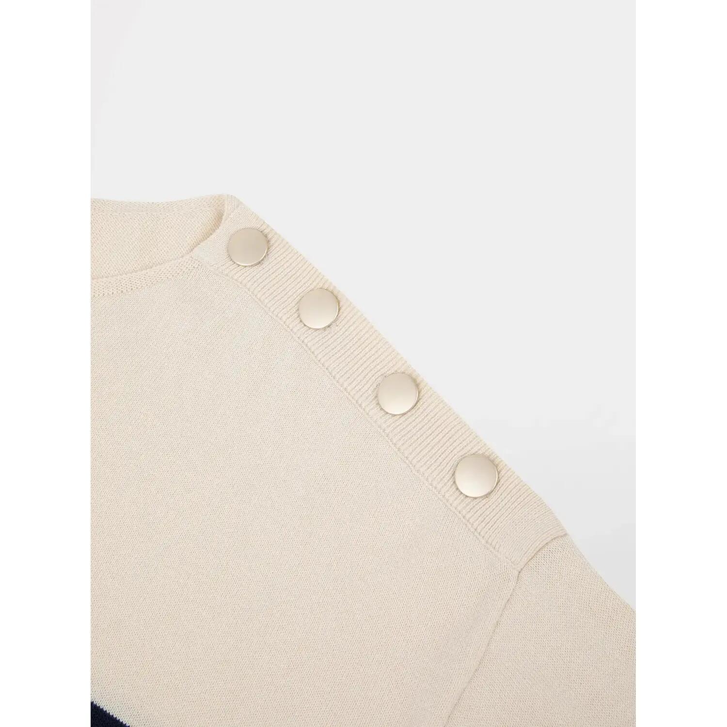 Pull - Femme - Col bateau rayé - SELENPUL - Blanc/Navy 5/5