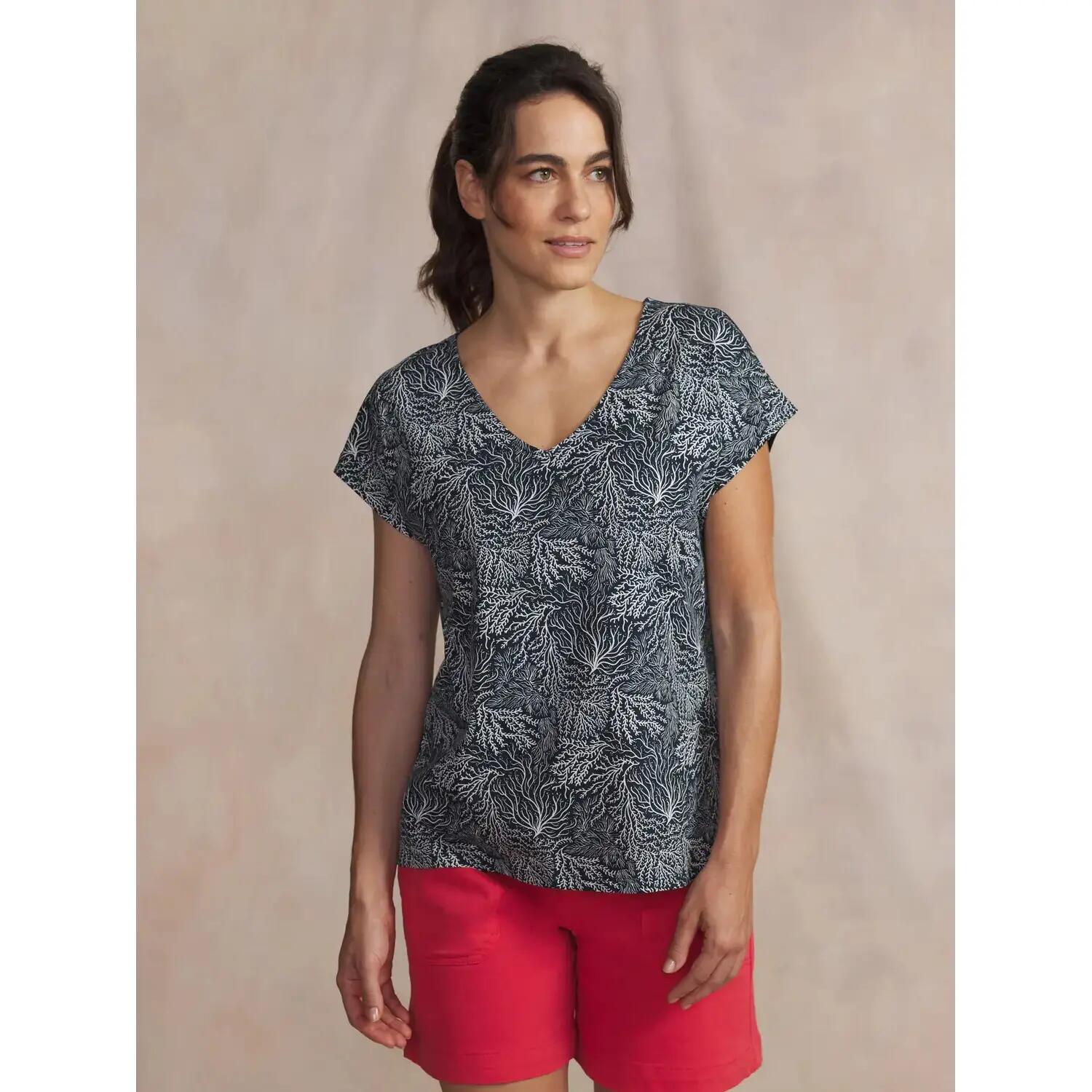 T-shirt femme - col v, manches courtes - mytsysan bleu marine 2/5