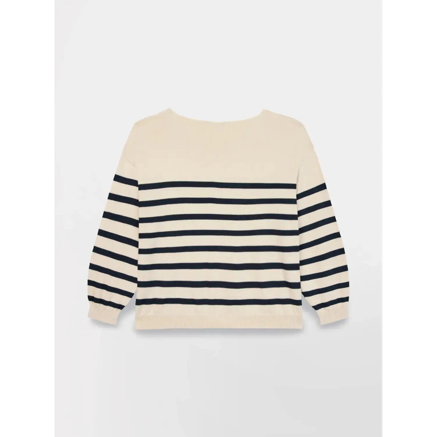 Pull - Femme - Col bateau rayé - SELENPUL - Blanc/Navy 3/5