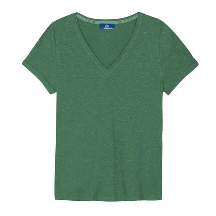 T-shirt manches courtes femme ADINATEE Cactus - col V, revers aux manches