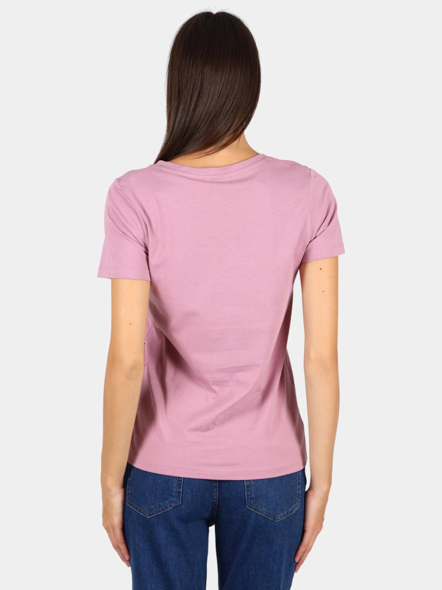 T-shirt - Femme - Col V, manches courtes - MELBATEE - Rose/rouge 3/5