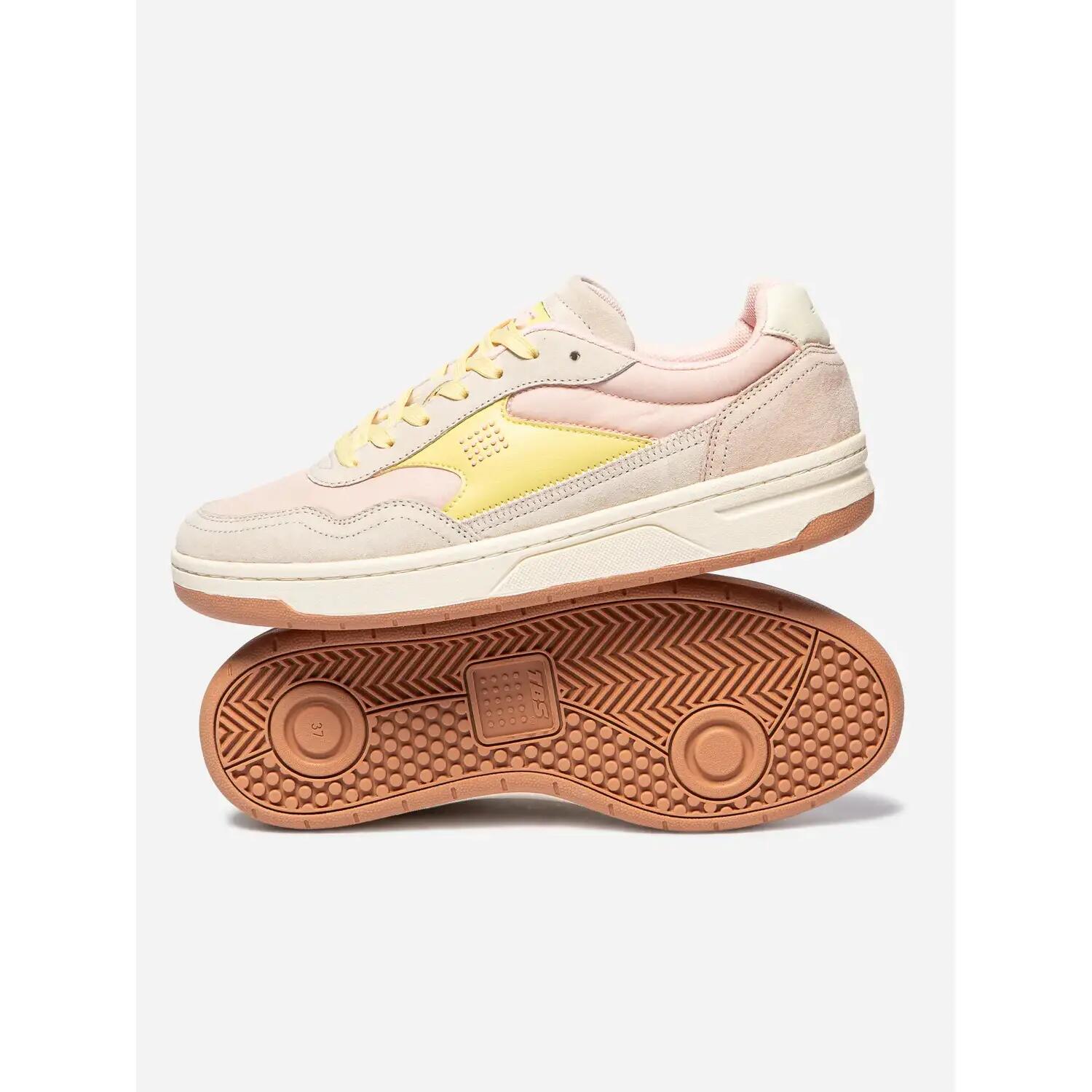 Baskets - tennis - femme - toile - almeria - beige/jaune 3/4