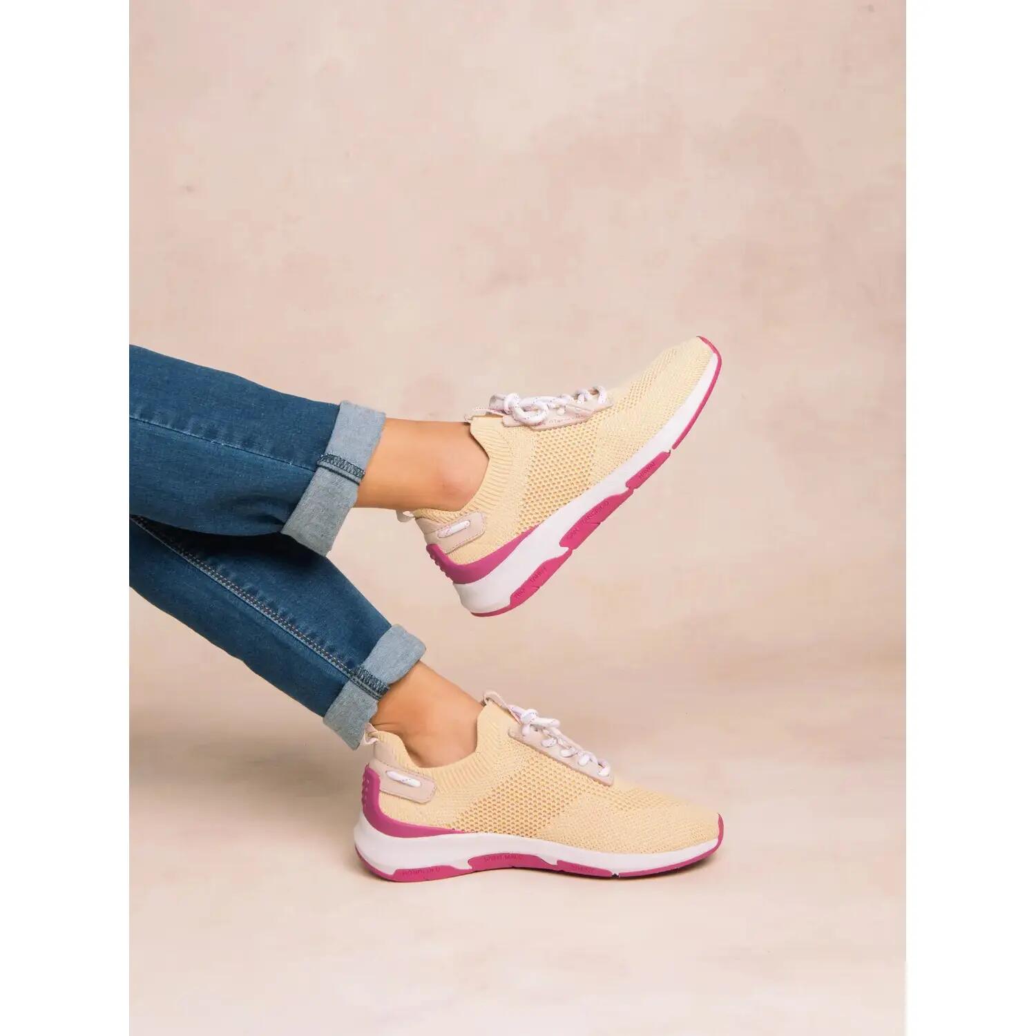 Chaussures de running - Running - Femme - JELLINA - Jaune pâle/fuchsia 4/5