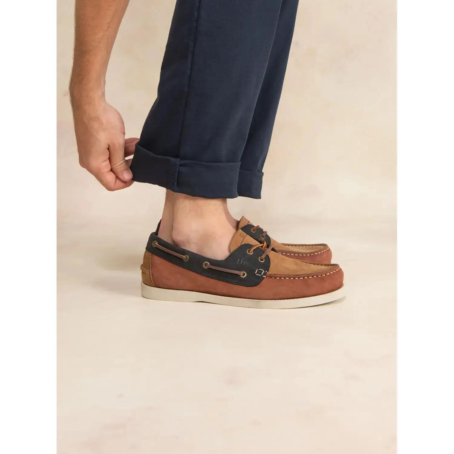 Chaussures bateau - Homme - PHENIS - Cuir talon18mm - Jaune/Navy 2/5
