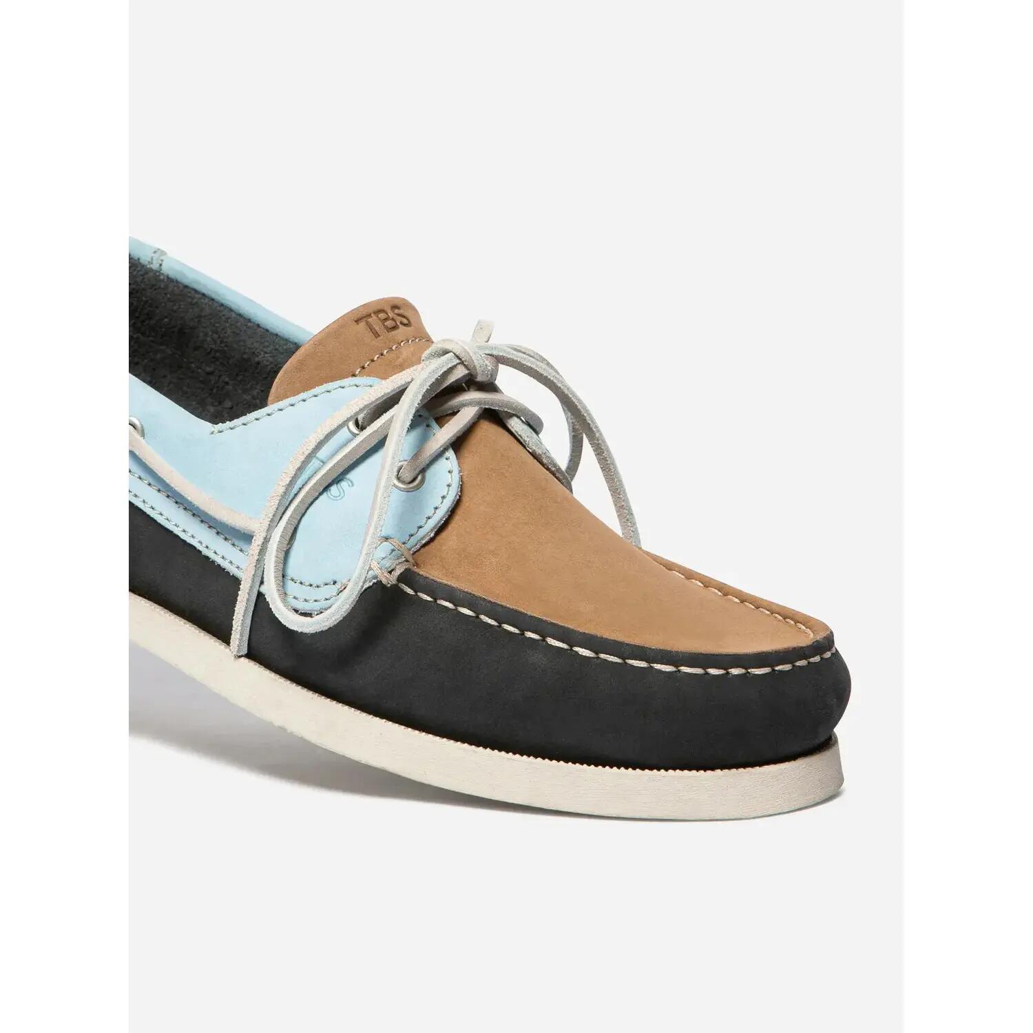 Chaussures bateau - Nautisme - Homme - Cuir, lacets cuir - PHENIS - Bleu/Oxygène 4/5