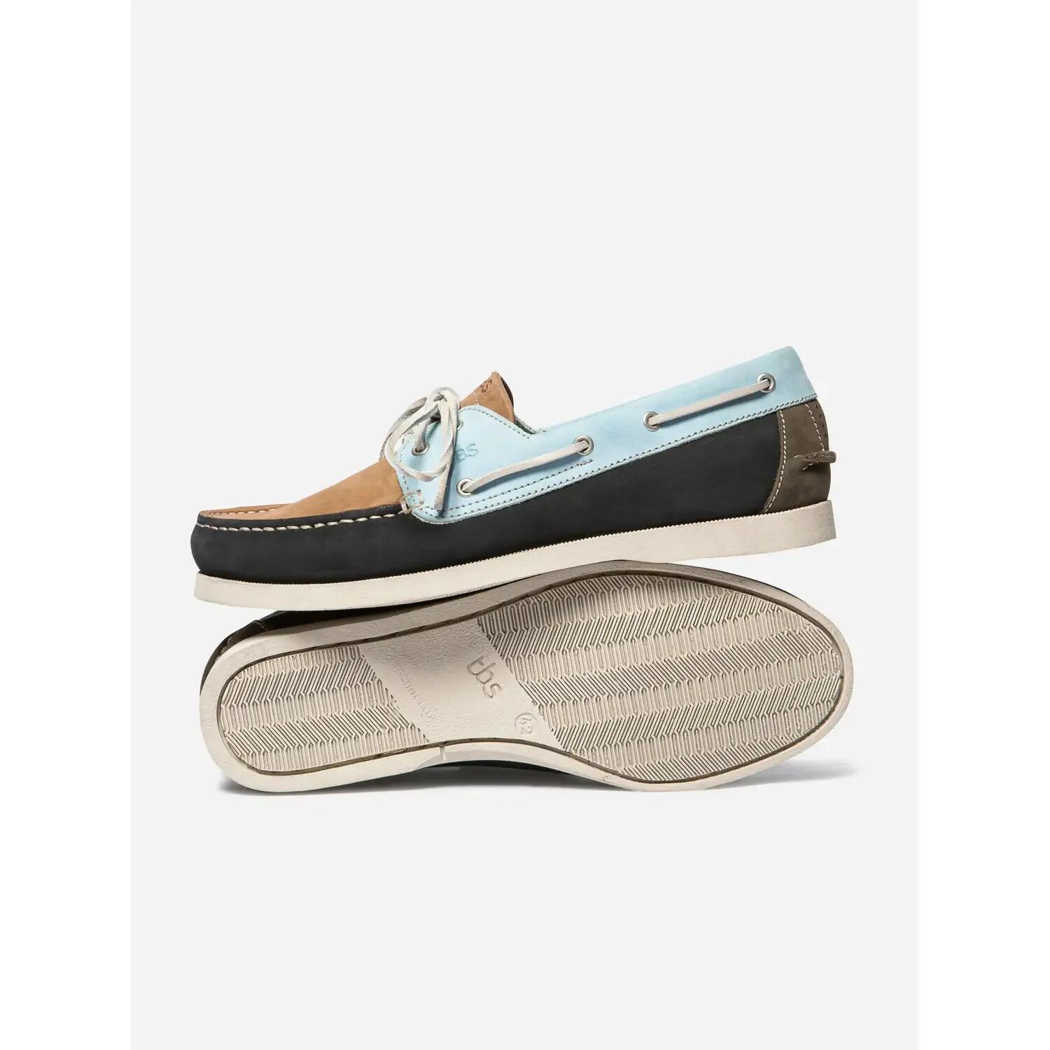 Chaussures bateau - Nautisme - Homme - Cuir, lacets cuir - PHENIS - Bleu/Oxygène 3/5