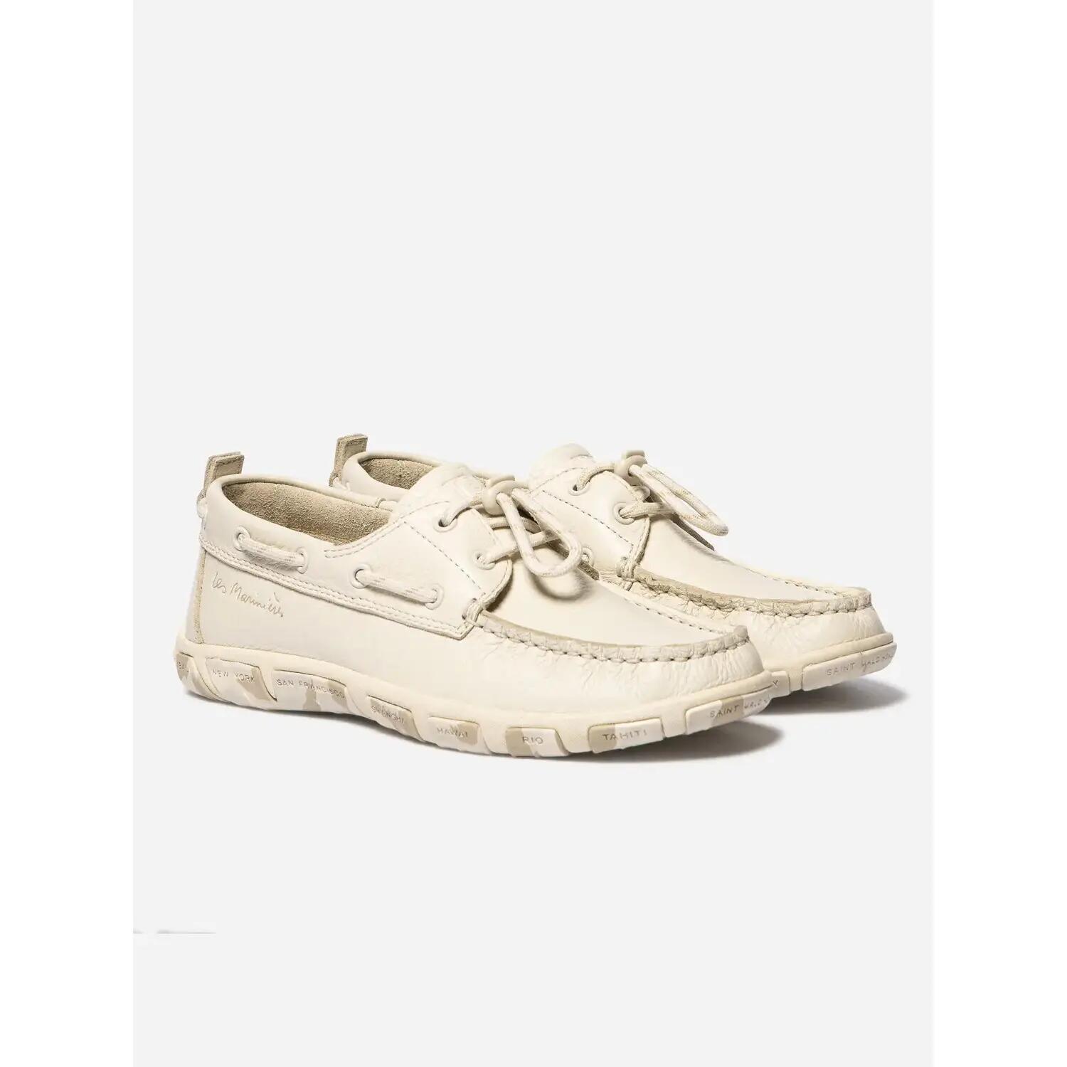 Chaussures bateau - Femme - Lacets, talon 25mm - JANAELE - Beige 2/4