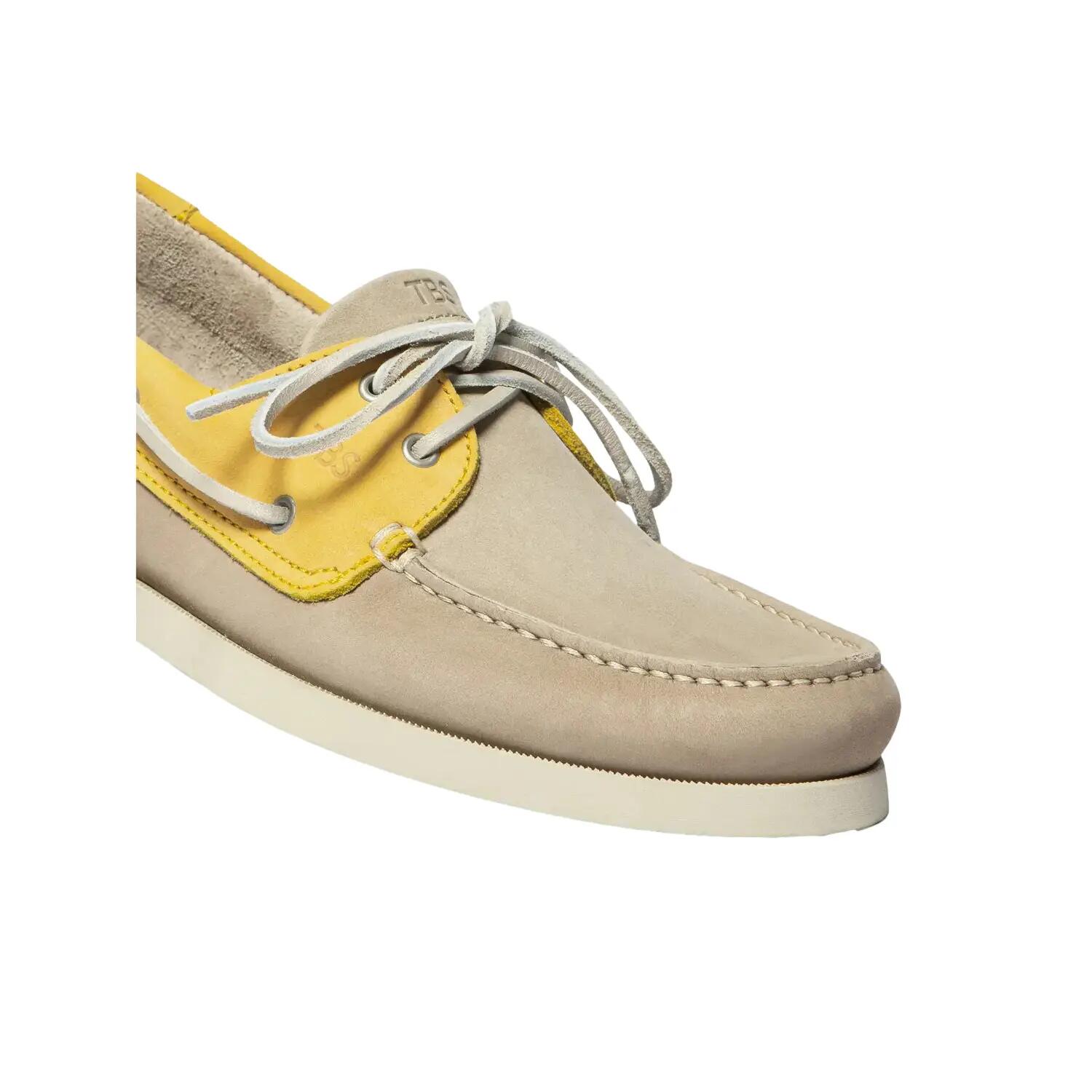 Chaussures bateau - Loisirs - Homme - Cuir, lacets cuir - PHENIS - Beige/Mimosa 4/5