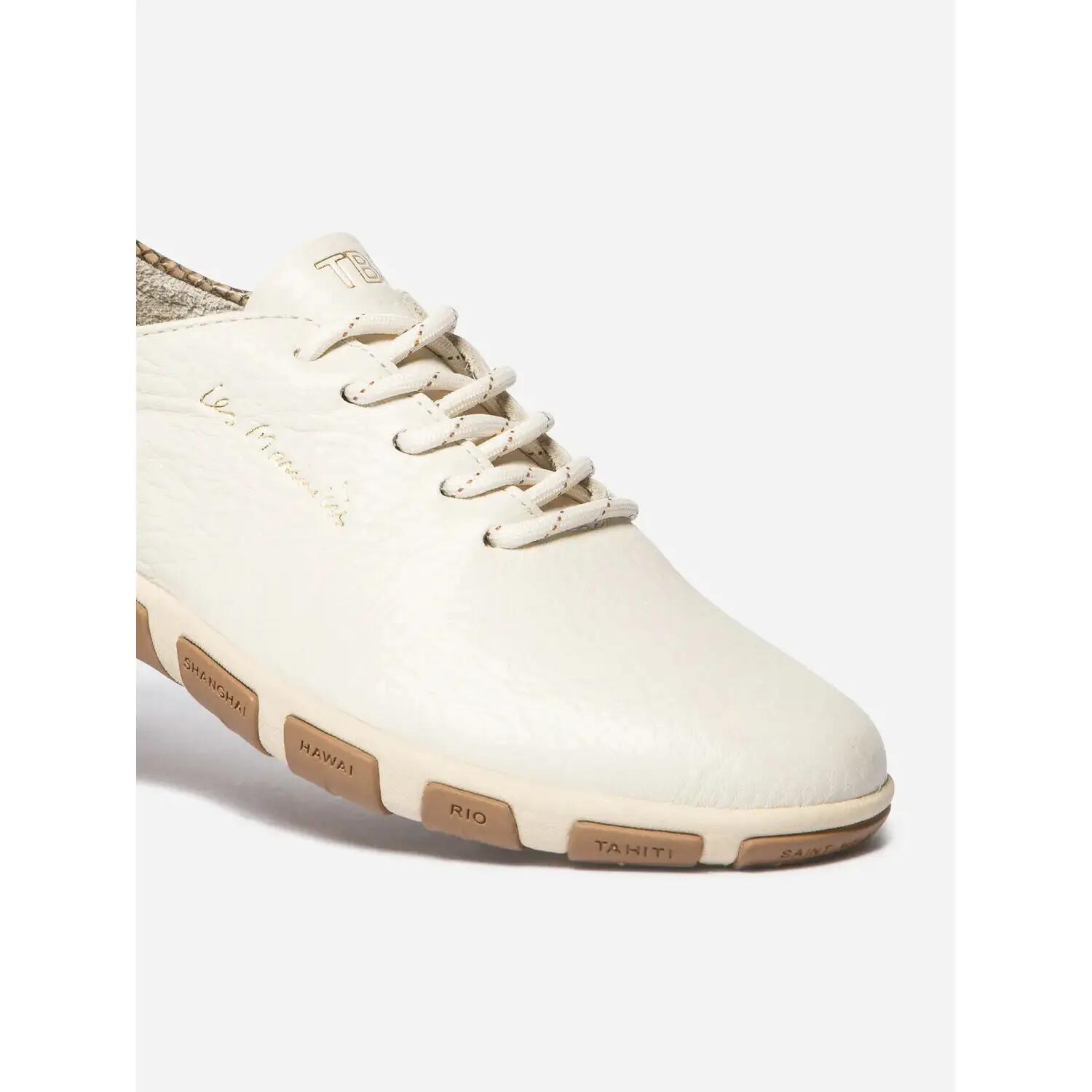 Baskets Femme - Cuir lacets talon 25mm - JAZARU - Beige/Python 4/5