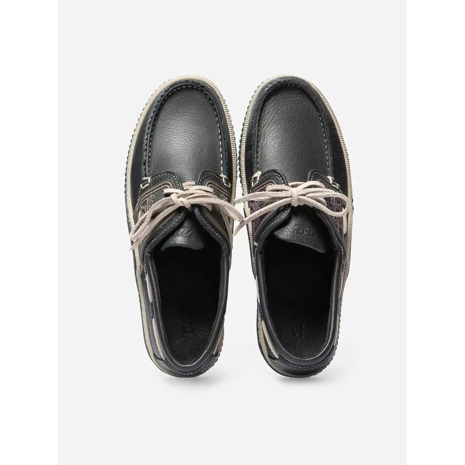 Chaussures bateau - Homme - Cuir, lacets - GLOBEK - Bleu 3/4