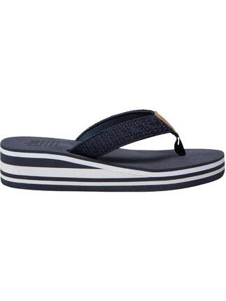 Tongs - Plage - Femme - Légères, Textile - GRANADA - Bleu/Blanc