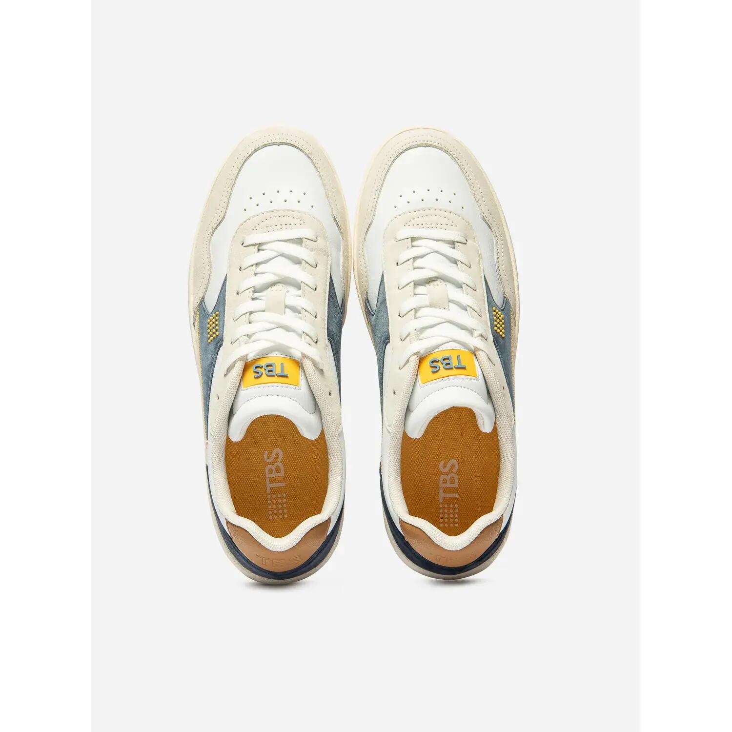 Baskets - Lifestyle - Homme - Lacets, talon 20 mm - ALMERIO - Blanc/Denim 3/4