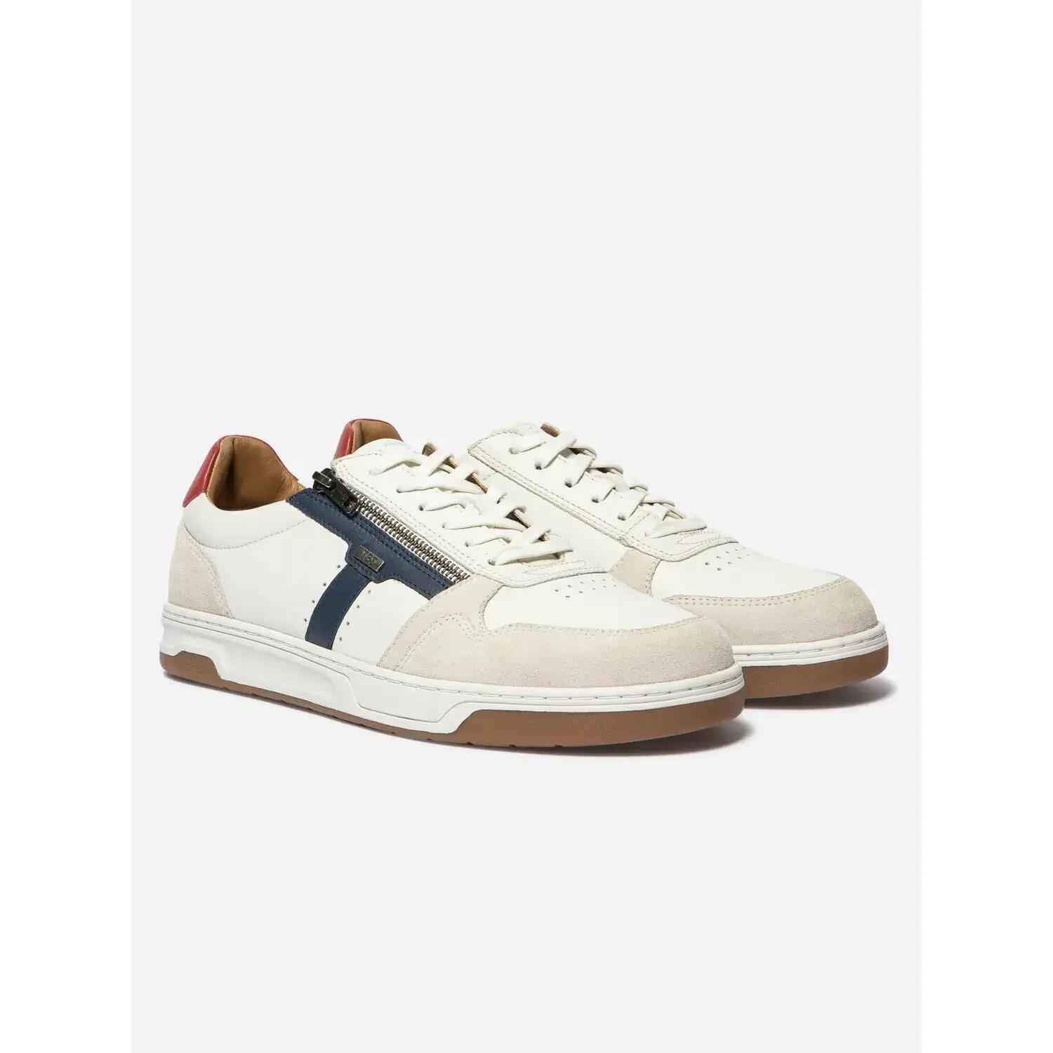 Baskets - homme - cuir, lacets et zip - theozip - blanc/ecru 2/5