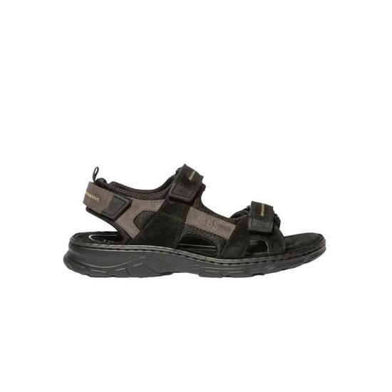 Sandales plates - Homme - Cuir - Jaimmye - Noir/Gris