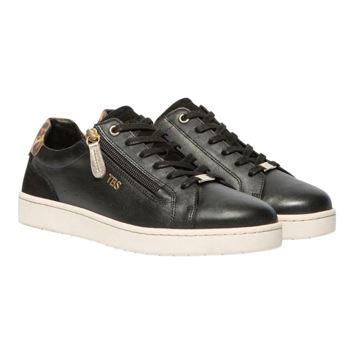 Chaussures, femme, cuir zippées à lacets, vinisia, noir/leopard 2/4
