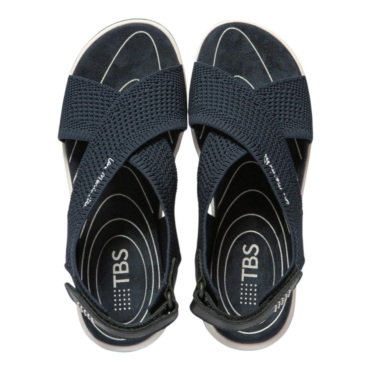 Sandales plates - Loisirs - Femme - Velcro, talon 32 mm - JAZZFIT - Bleu profond 3/4
