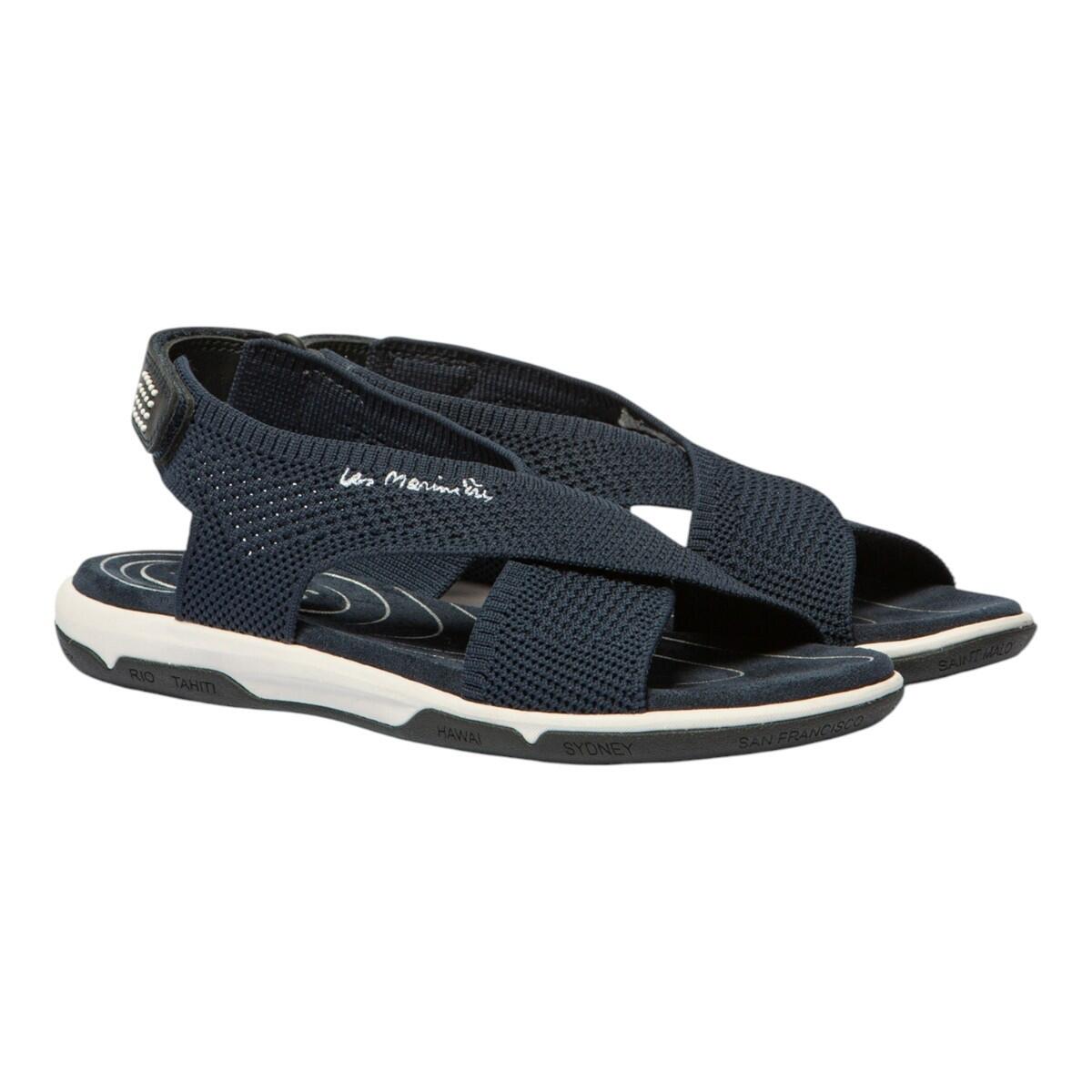 Sandales plates - Loisirs - Femme - Velcro, talon 32 mm - JAZZFIT - Bleu profond 2/4