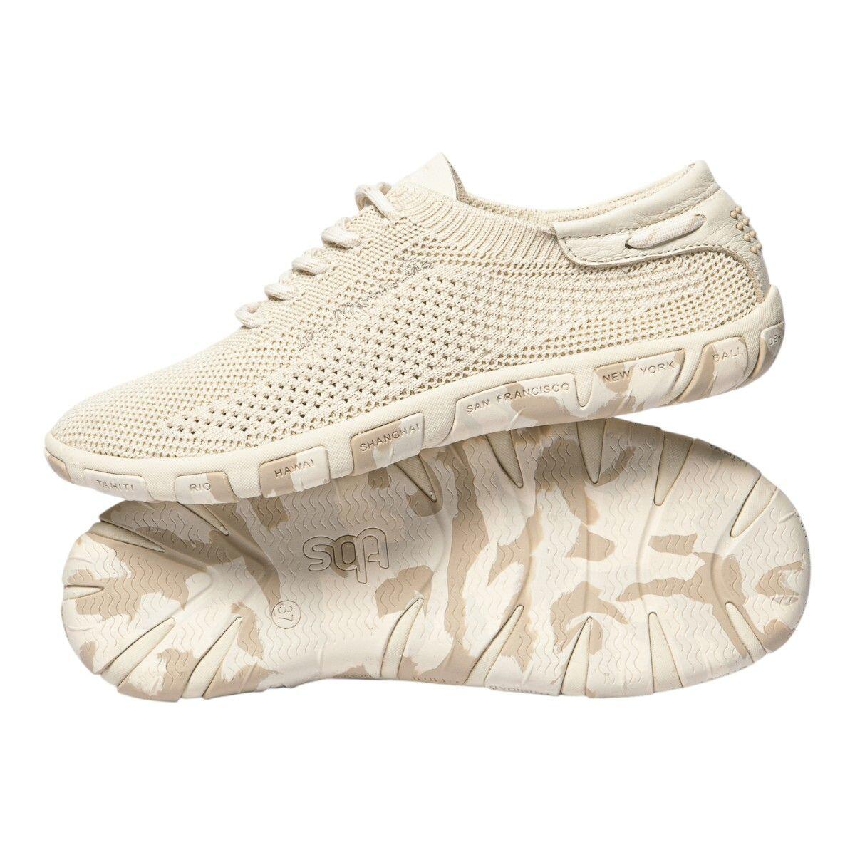 Tennis toile - Loisirs - Femme - Lacets, Talon 25 mm - JAZARIA Beige 3/5