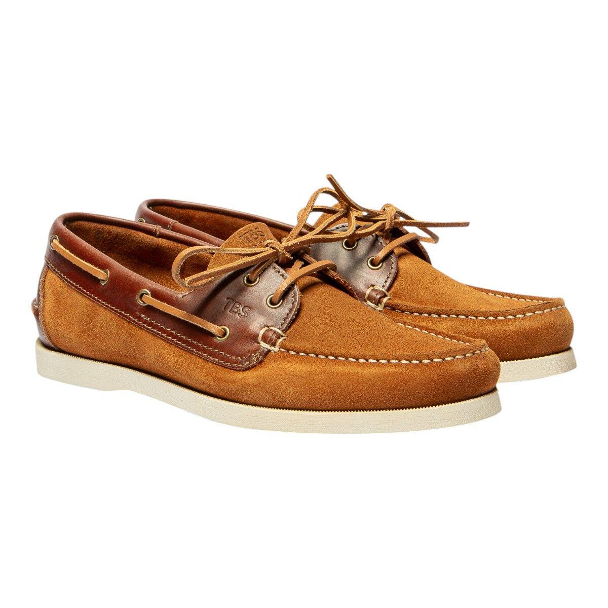 Chaussures bateau - homme - lacets cuir - caramel 2/4