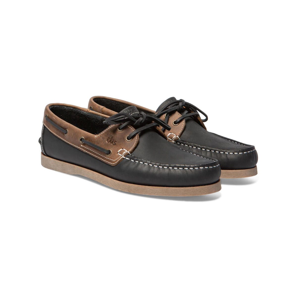 Phenis Bootsschuh Herren marineblau-braun 2/5