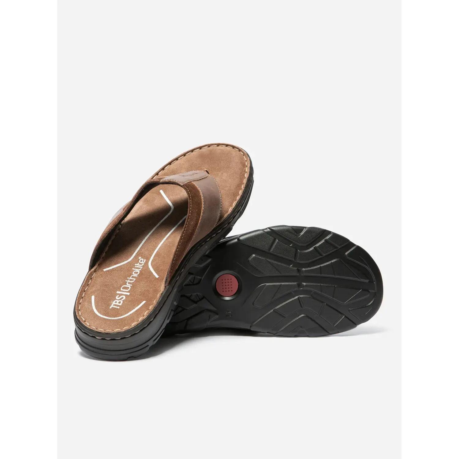 Tongs - Plage - Homme - Cuir, talon 45 mm - Jaffare - Marron 4/4