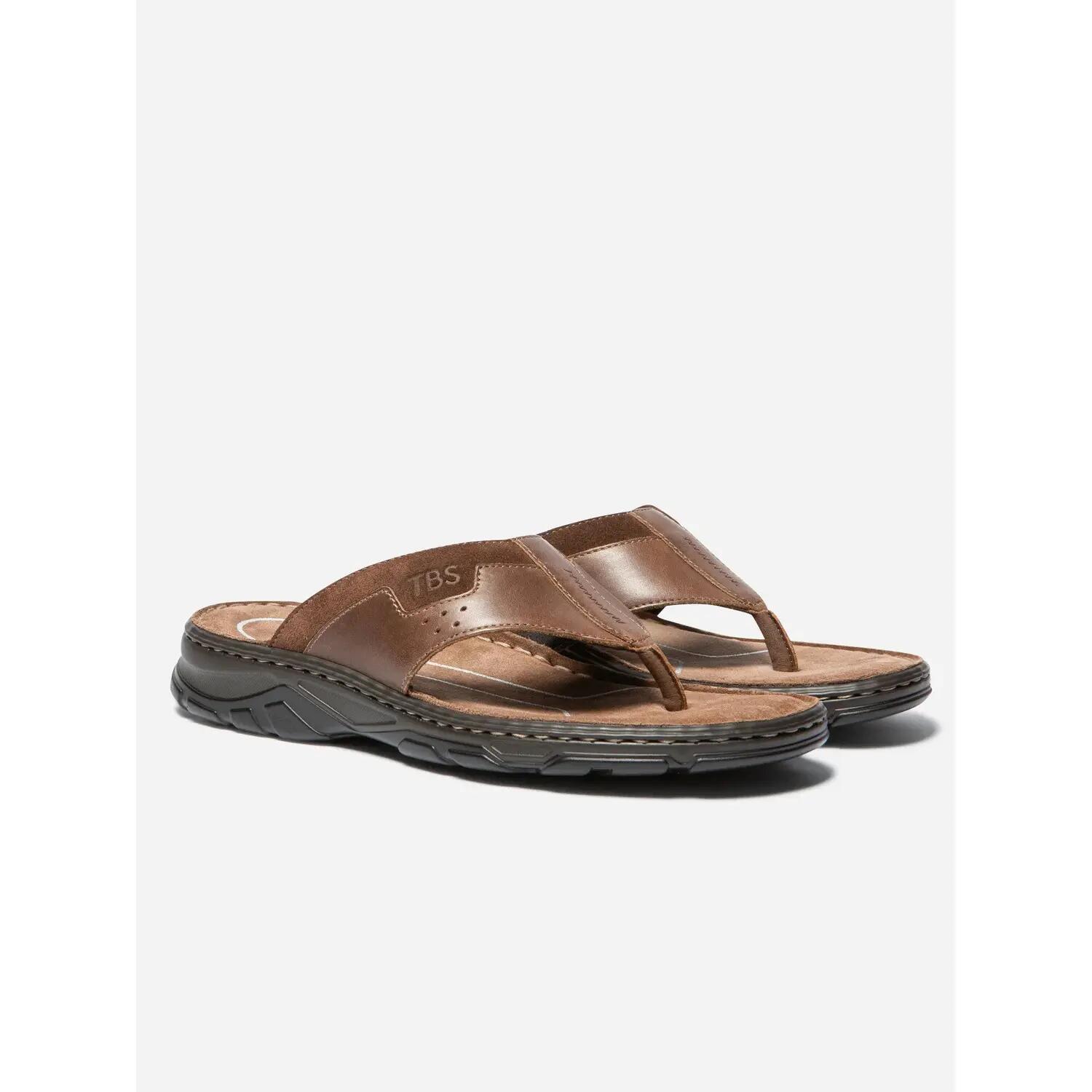 Tongs - Plage - Homme - Cuir, talon 45 mm - Jaffare - Marron 2/4