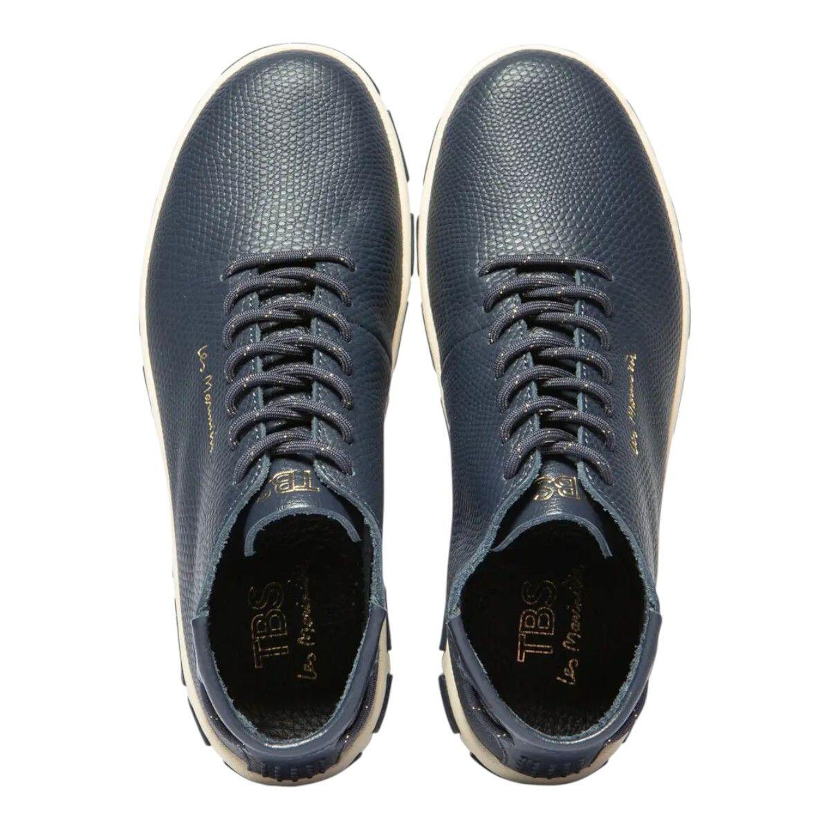 Chaussures - Tennis - Femme - Hautes, Cuir imprimé python - JUHAYNA - Bleu 3/5