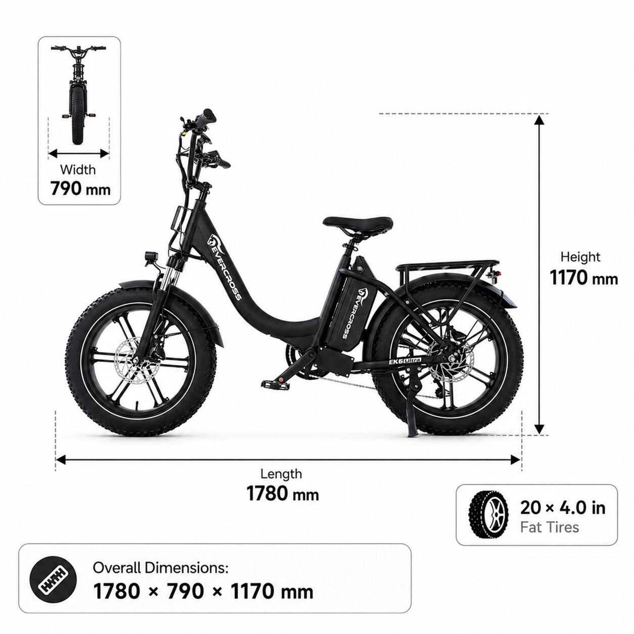 E-Bike EK6 Ultra-Drehmomentsensor-20x4.0 Fat Tires-Herausnehmbarer Akku 864Wh 2/13