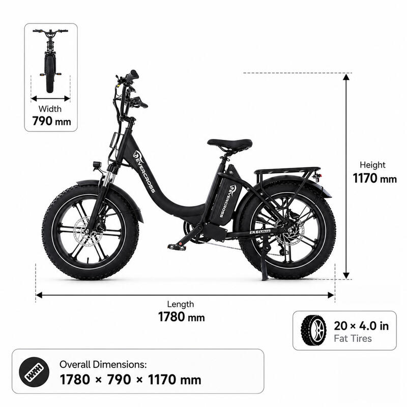 Bicicletă Electrică EK6 Ultra-Senzor de cuplu-20x4.0 Fat Tires-Baterie 864Wh
