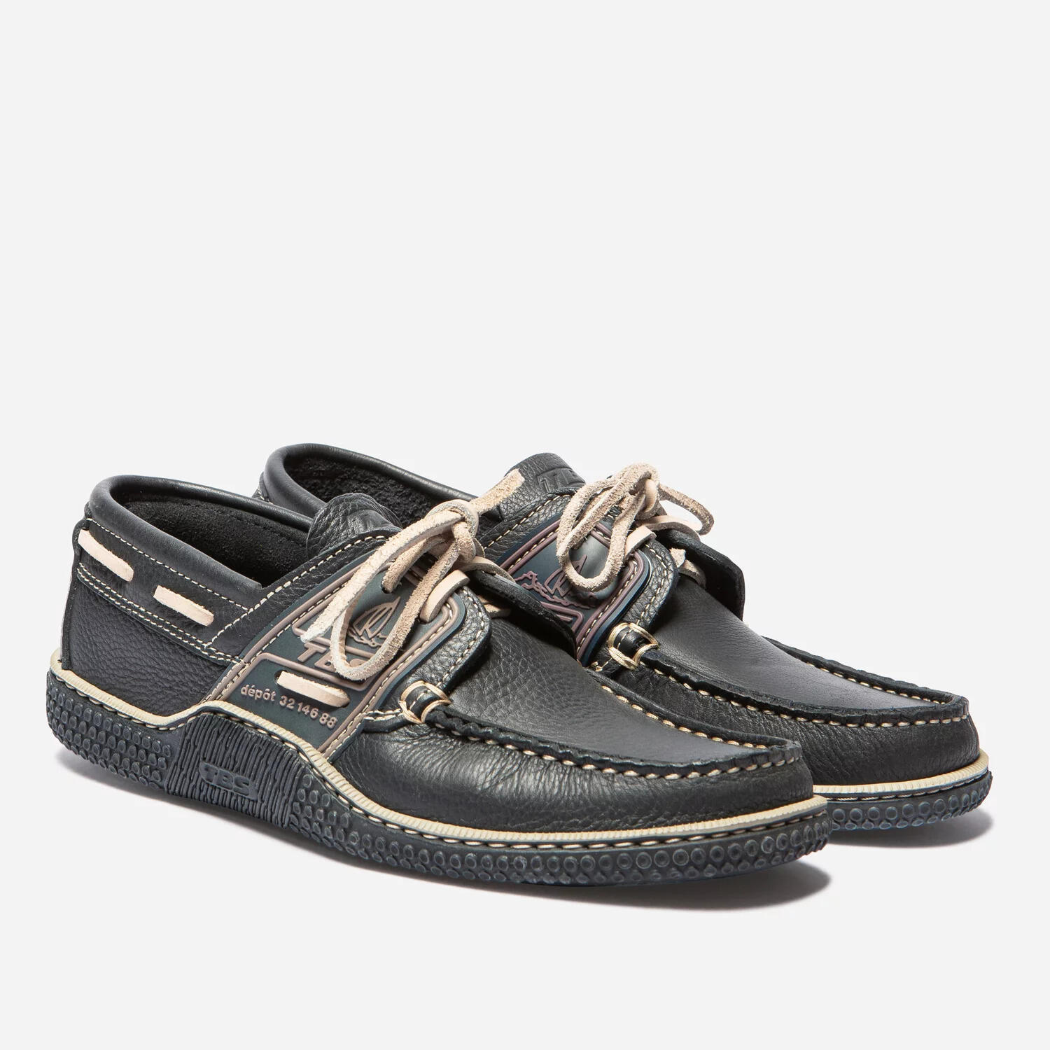 Chaussures bateau - Nautisme - Homme - Lacets cuir - GLOBEK - Bleu/Froment 2/4