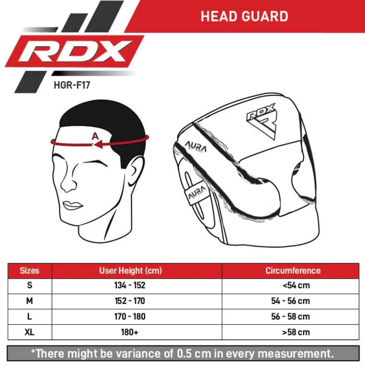 Casque de Boxe RDX Aura F17 Noir/Rouge - Taille M 6/7
