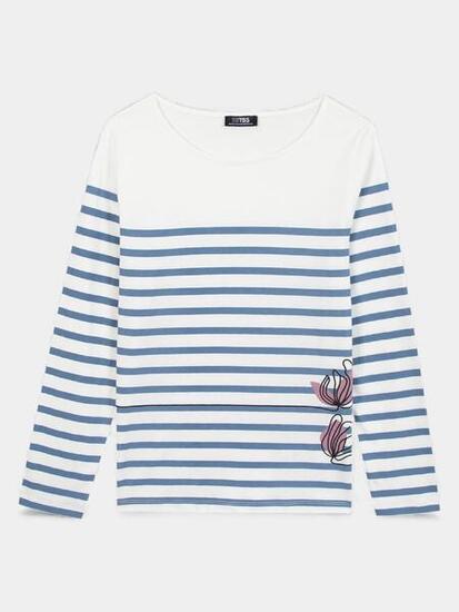T-shirt manches longues - femme - coton - alisatee bleu