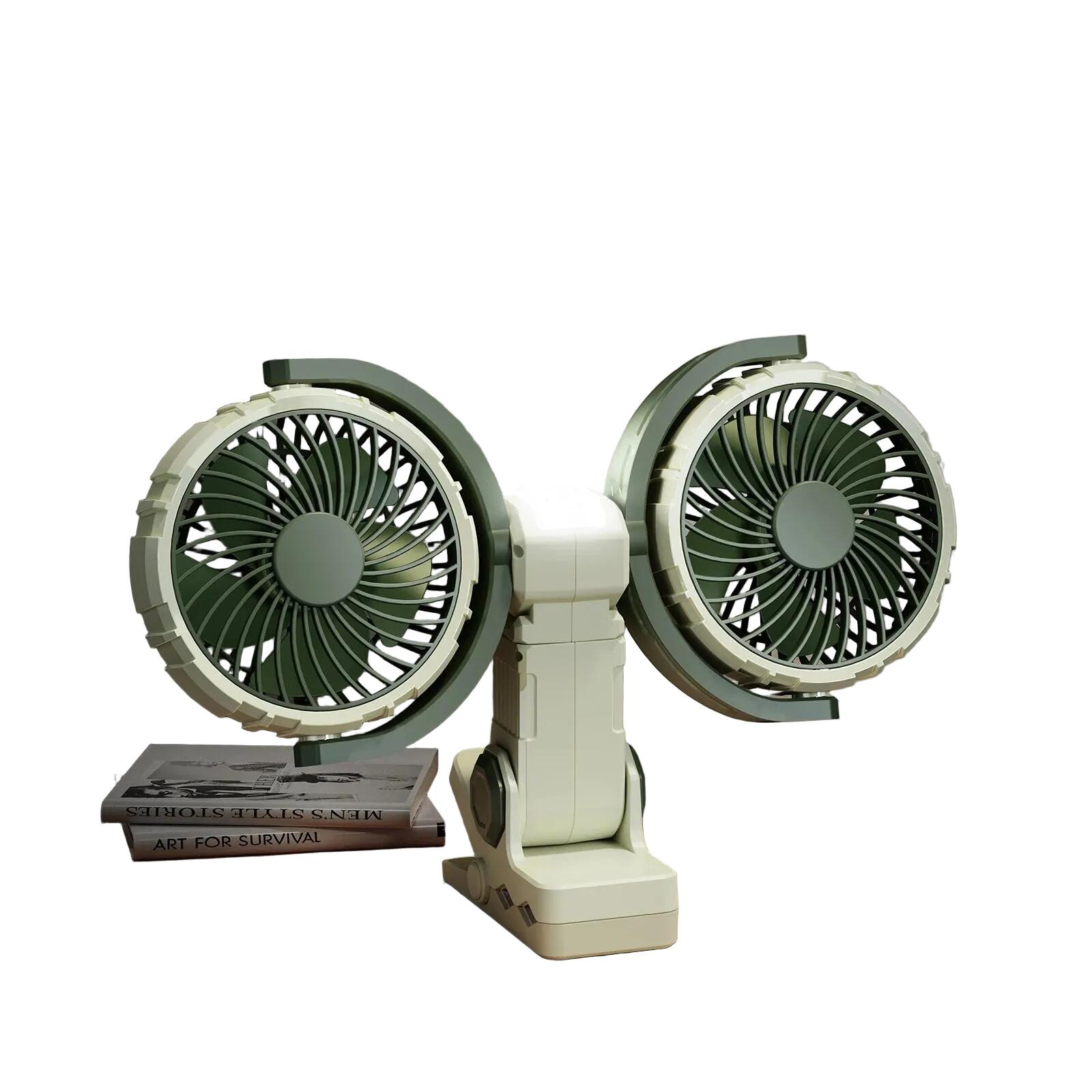 Dual-Head Clip-On Desk Fan
