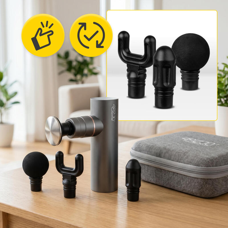 Pistol de masaj fascial HEAT&GO MINI cu cap încălzit, 50W, husă inclusă, 4FIZJO