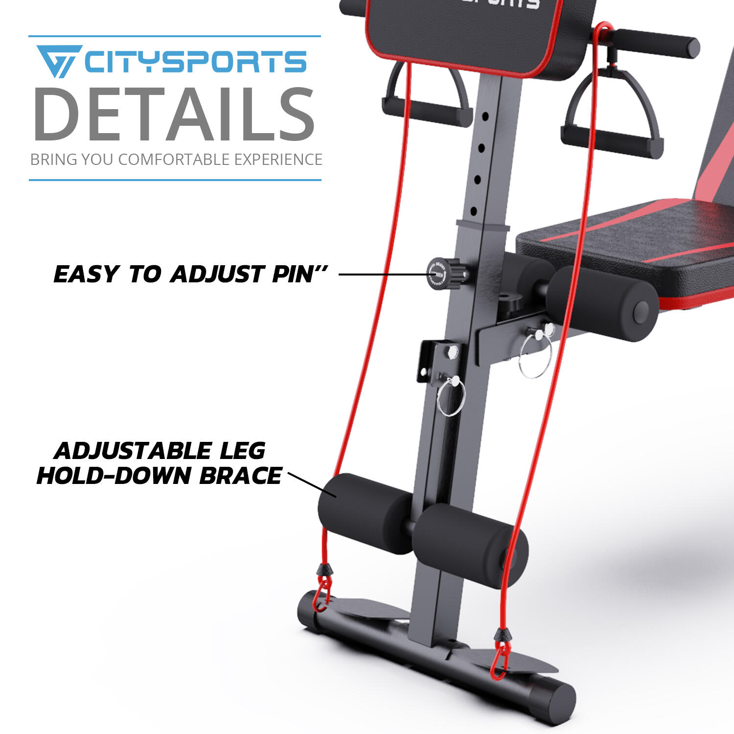 Banco de Musculación,Citysports,7 Posiciones Ajustables y 2 Correas 5/7
