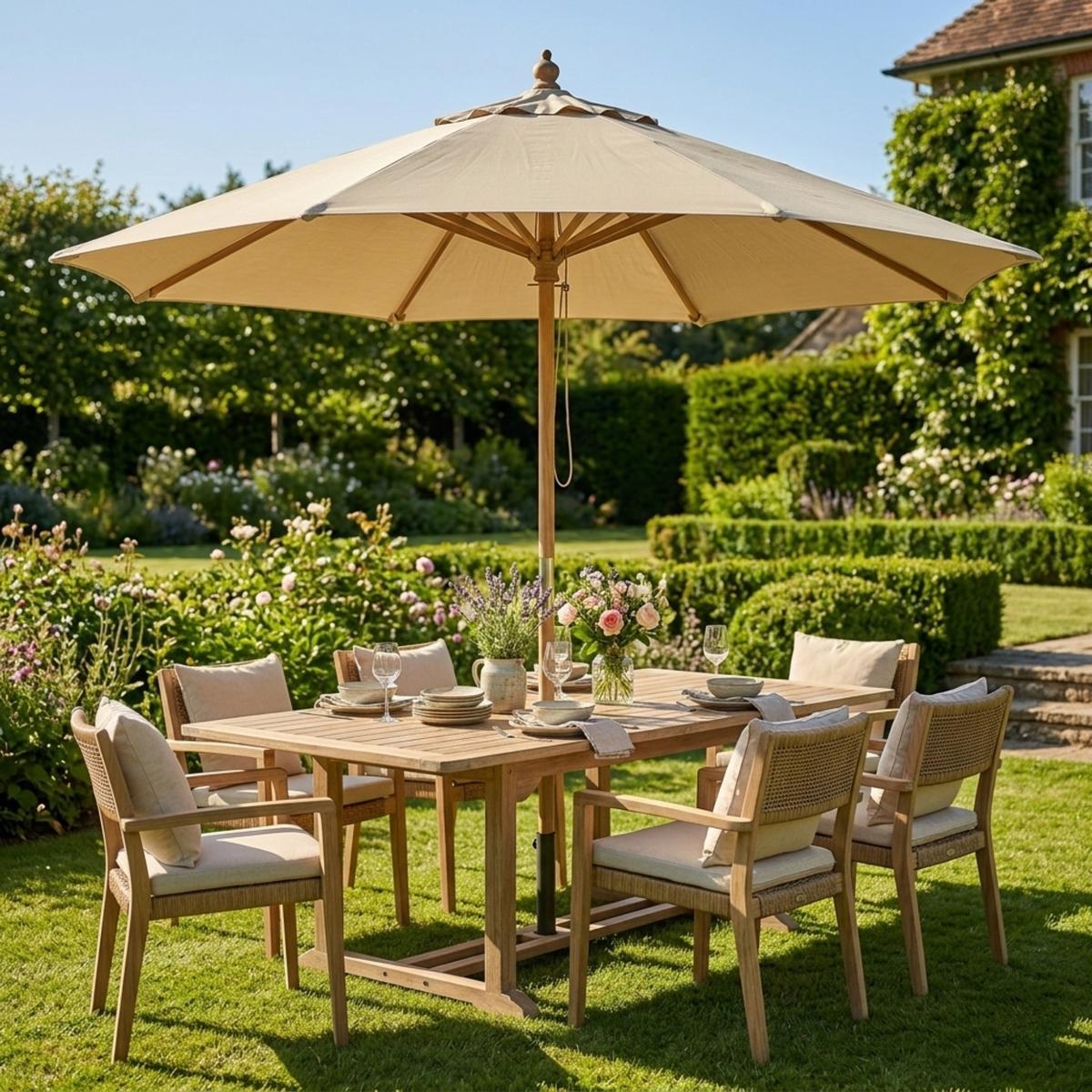 Parasol turystyczny drewniany 250CM składany 6/6